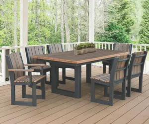 Spring patio preparation with a handcrafted dining table collection and matching chairs