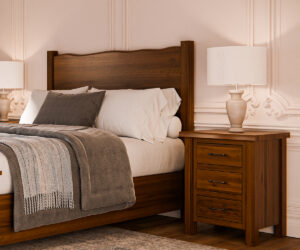 Solid walnut bedroom furniture with bed frame and nightstand